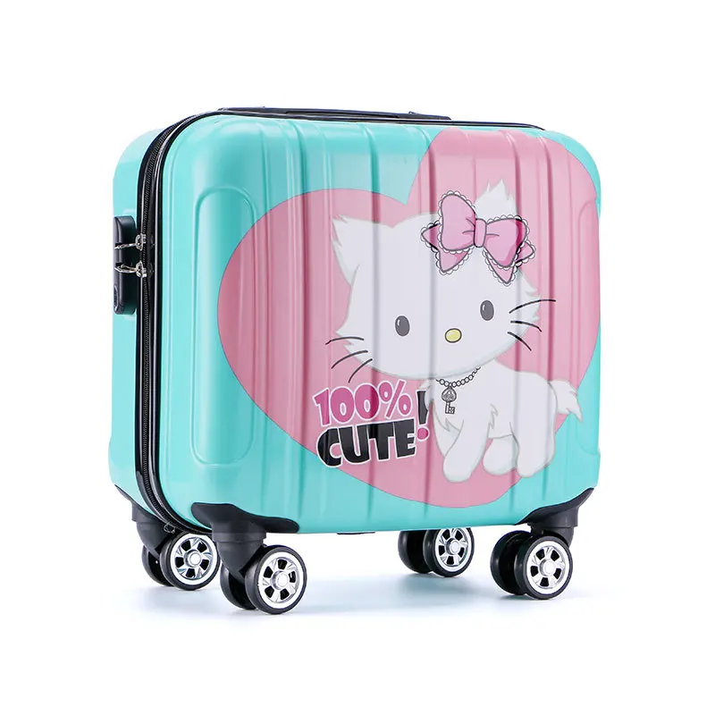 18 inches girl cartoon students universal wheel trolley case child travel luggage rolling suitcase women creative Boarding box