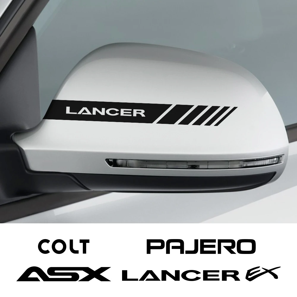Car Rearview Mirror Cover Stickers for Mitsubishi Ralliart Lancer EX ASX Colt Competition Delica Eclipse Evolution X Outlander | Автомобили