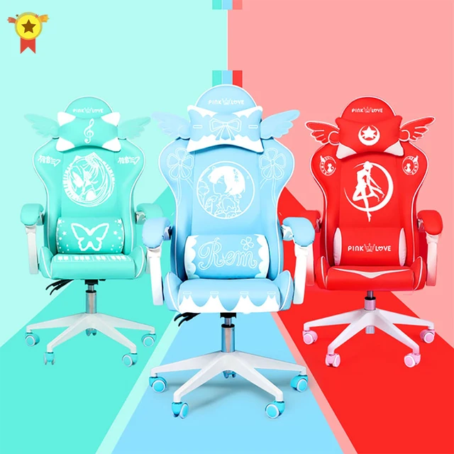 Lovely chair pink chair gaming chair silla game girl chair Live chair Computer chair Color chair