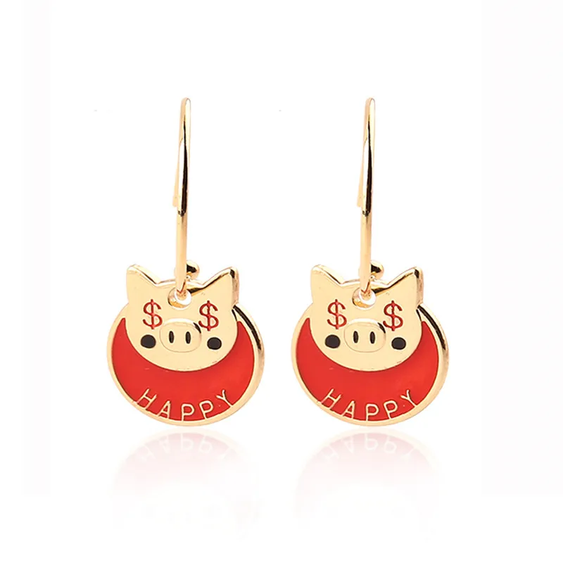 6 шт. 2020 Новый дизайн Милая Красная свинья серии животных кулон мультфильм серьги
