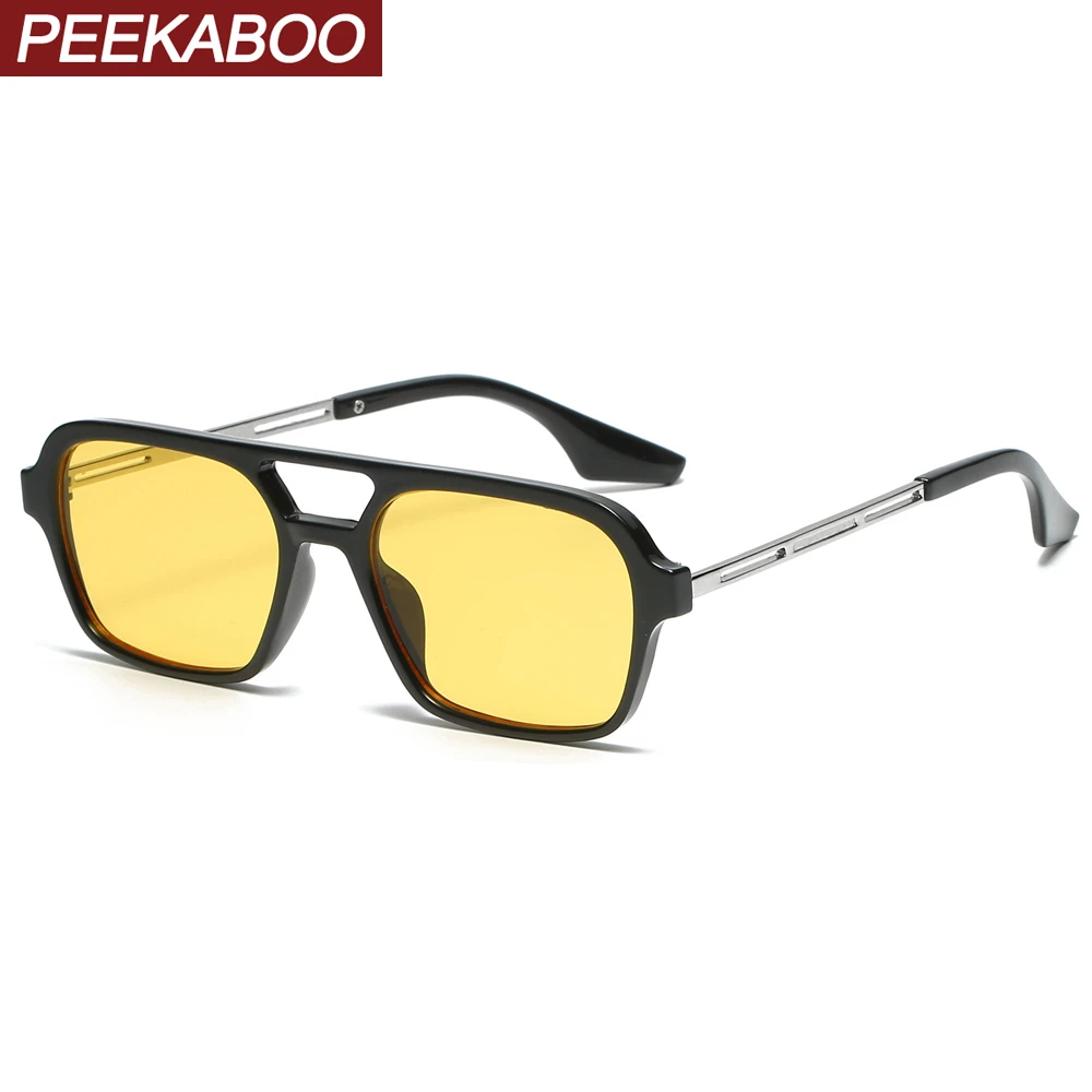 Peekaboo gafas de sol con montura cuadrada para lentes de sol de doble puente, baratas, uv400, estilo de verano, Amarillo, Azul, superventas|De los hombres sol| - AliExpress