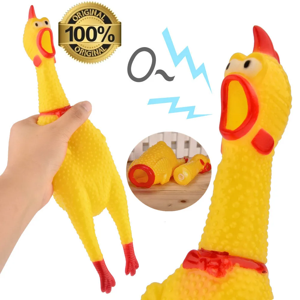 Кричащая курица сжимает звук игрушка для собак супер прочный и забавный скрипучий желтый резиновый цыпленок игрушка для домашних животных