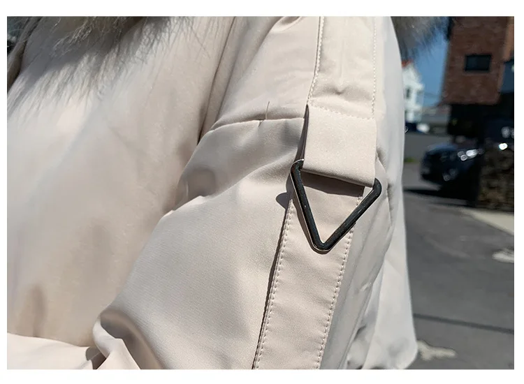 Winter jacket women Korean Version Mid-long Three-dimensional Pocket Large Hair Collar Down Cotton Clothes