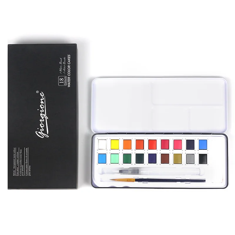 Black 18 Colors 18/24/36/48 Цвет s Железного человека в поле набор красок с ручной росписью твердый пигмент воды Цвет рисунок Портативный товары для рукоделия - Цвет: Black 18 Colors