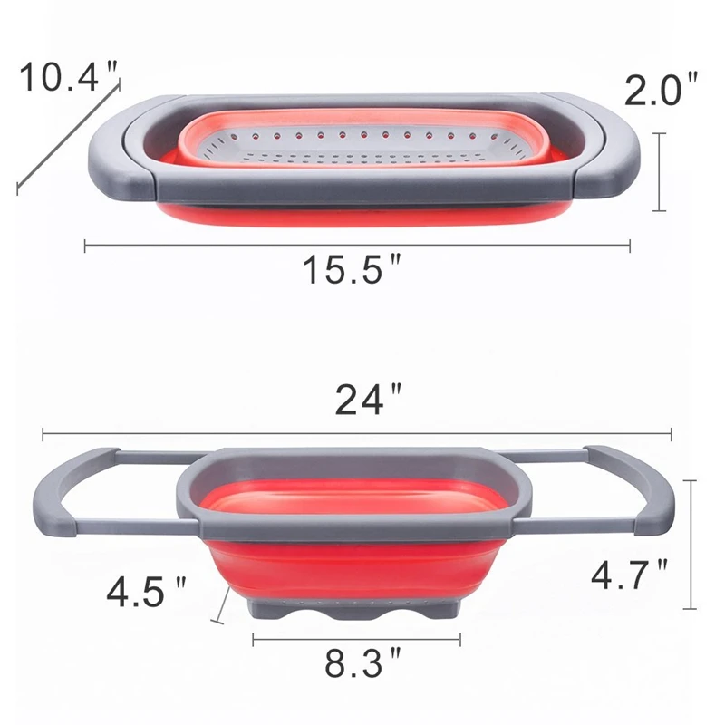 Элегантные серьги, отличное-Кухня складной дуршлаг над раковиной фильтр с устойчивая подставка для постоянного 6-Кварта Ёмкость мыть в посудомоечной машине