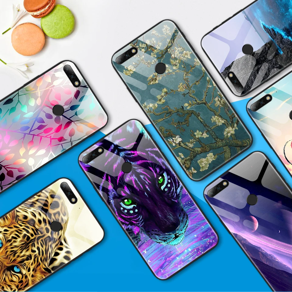 Для huawei Y7 Prime /Enjoy8 ТПУ Мягкий край задняя крышка из закаленного стекла чехол для телефона huawei Enjoy 9/9 S полная защита оболочки