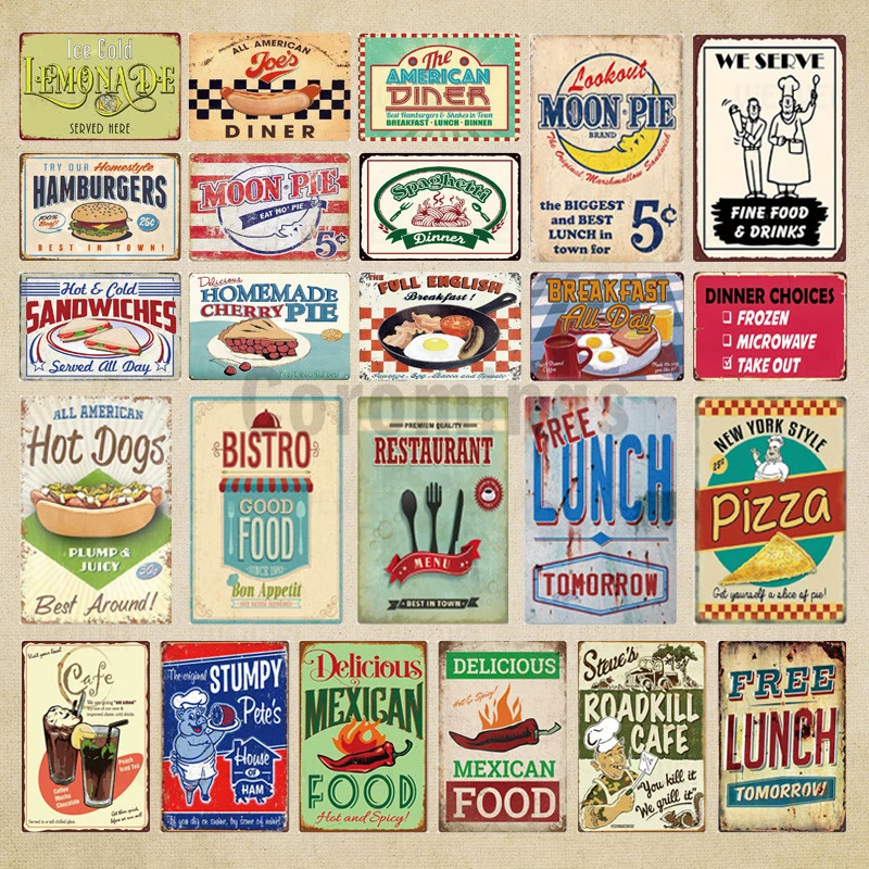 

Cafe Bistro Decor Vintage Tin Sign Retro Metal Sign Plaque Metal Vintage Wall Decor For Dining Room Decorative Metal Plate