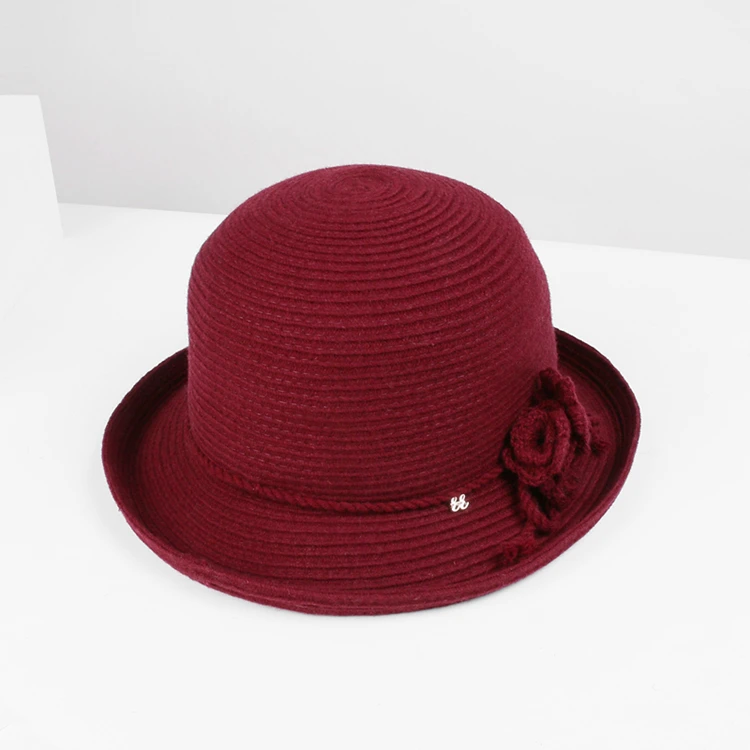 H753 женская шляпа Fedoras, Осень-зима, высокое качество, модная шерстяная шапка для женщин, простая, с коротким козырьком, в британском ретро стиле, для церковных покупок