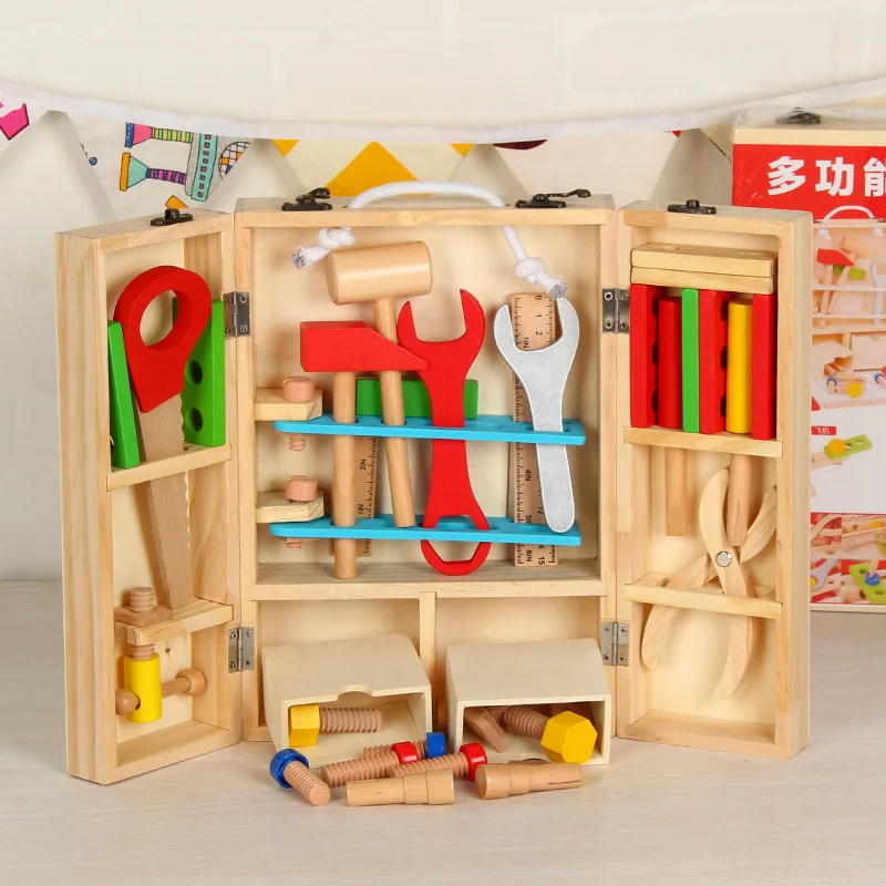 

DIY Portable Puzzle Simulation Wooden Children Play House Toy Set Boy Repair Intelligence Toolbox Toy Boy