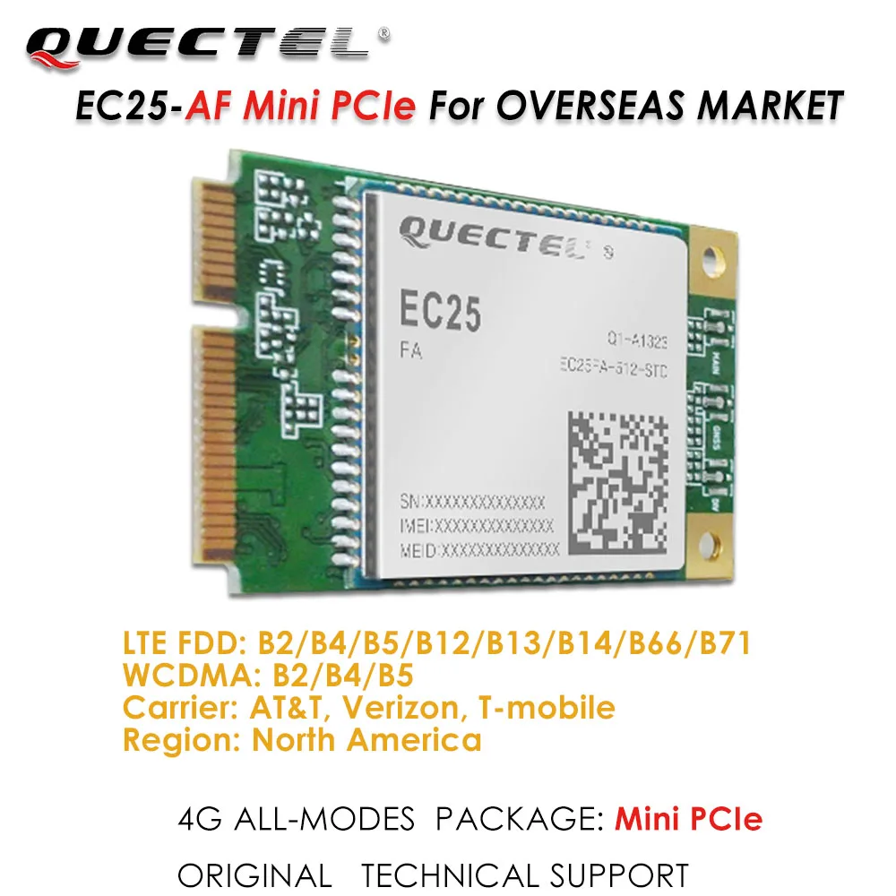 EC25 EC25-AF/EC25AFFA-MINIPCIE 4G LTE промышленный модем FDD-LTE B2/B4/B5/B12/B13/B14/B66/B71 |