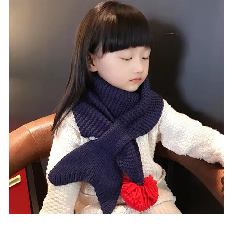 Детский шарф осень-зима, детский утепленный теплый для шеи, модный тренд русалки, вязаный воротник для мальчиков и девочек