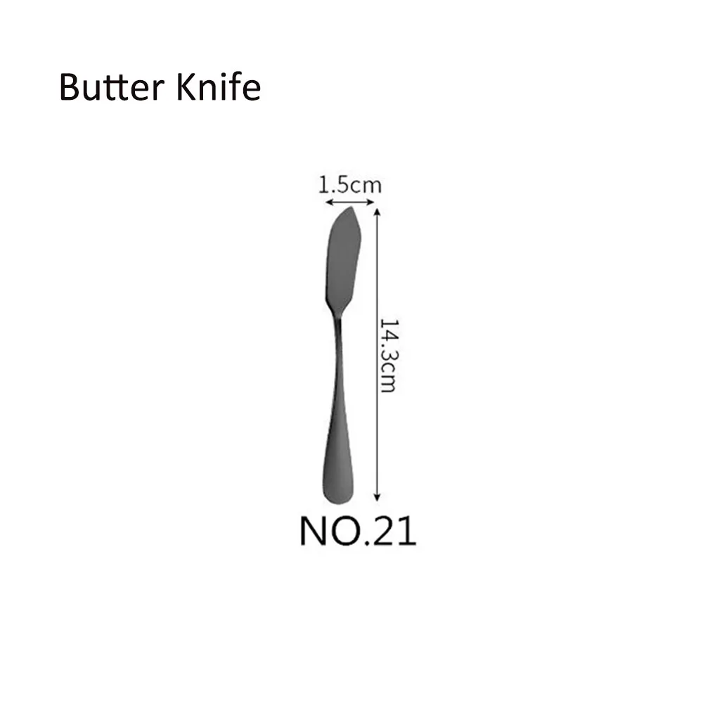 1/5 шт Лидер продаж Черный Комплектная посуда столовые ножи вилки и ложки в западном стиле кухонная посуда Нержавеющая сталь домашний праздничный набор столовой посуды - Цвет: NO.21 Butter Knife
