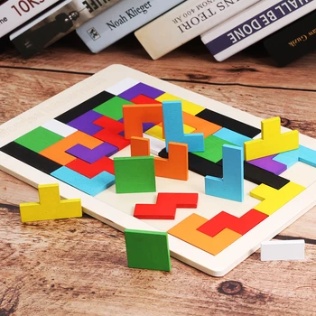 

Colorful Wooden Tangram Brain Teaser Puzzle Toys Tetris Game Preschool Magination Intellectual Educational Kid Toy GYH