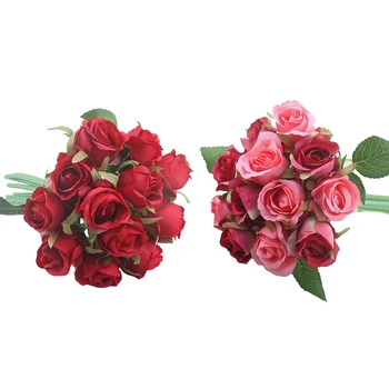 

24 Pcs/Lots Artificial Rose Flowers Wedding Bouquet Thai Royal Rose Silk Flowers Home Decoration Wedding Party Decor,12 Pcs Rose