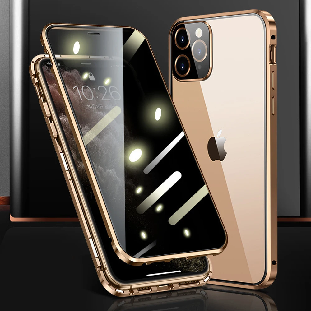 Двухсторонний чехол с пряжкой для iPhone 11 12 Pro Max металлический откидной Чехол