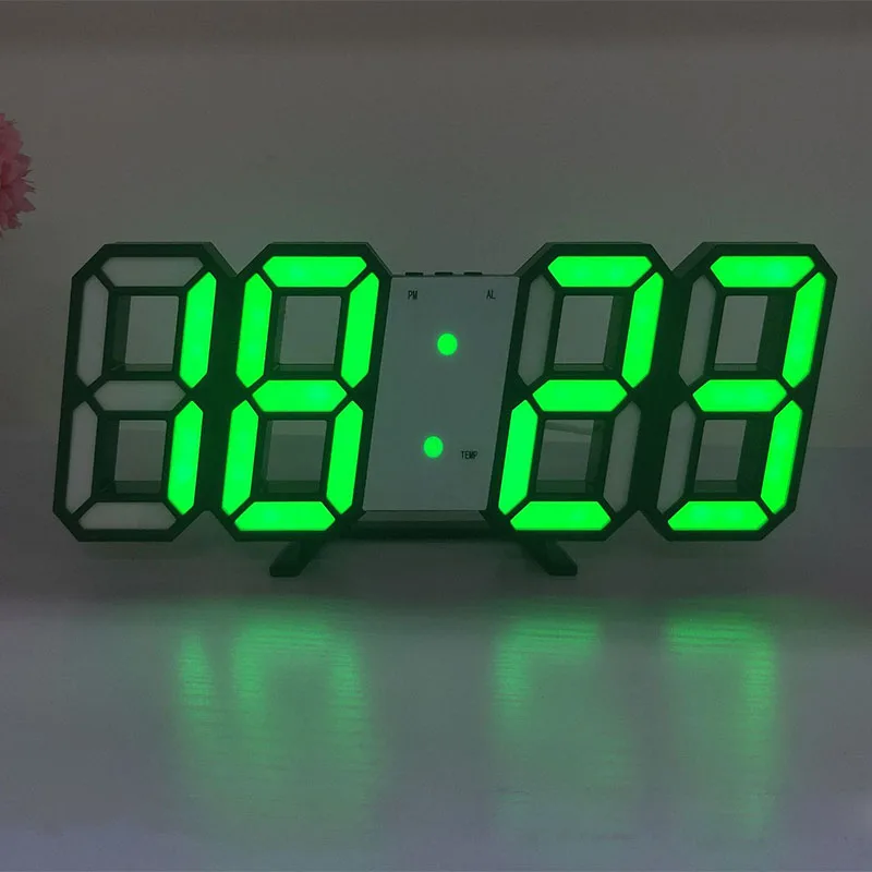 black green Настенные часы 3D светодиодный цифровой USB настольные часы будильник ночник современный дизайн часы для дома украшения гостиной - Цвет: black green