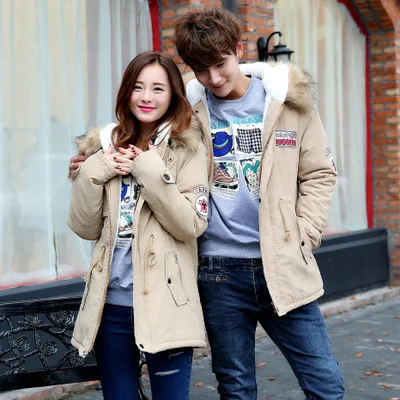 

Winter Parka Men Coats 2018 Thick Warm Jacket Men Cotton Hooded Outwear Warm Coat Top Plus Velvet Couple Cotton Parka Coat