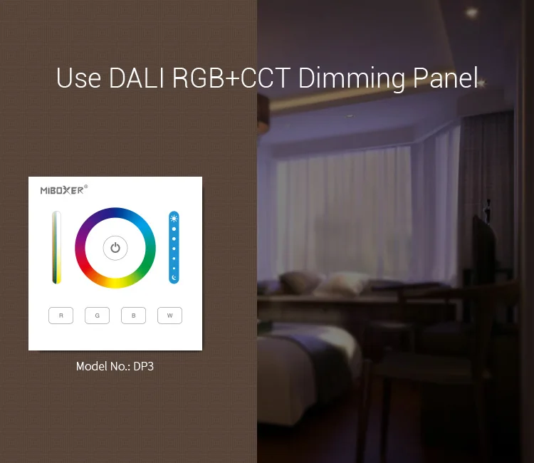 Din-рейка DALI автобус источник питания Miboxer DL-DOW25 Dimmable DALI 25 Вт RGB+ CCT светодиодный светильник; DP3 Сенсорная панель DL-POW1