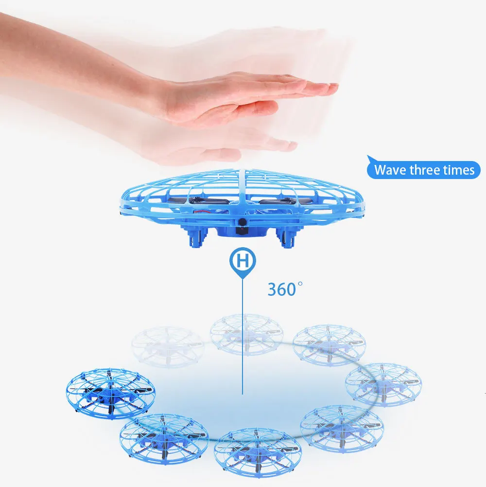 UFO Дрон с камерой Часы Интеллектуальный индукционный Радиоуправляемый квадрокоптер высота держать Прохладный светодиодный самолет дети плавающие интерактивные игрушки