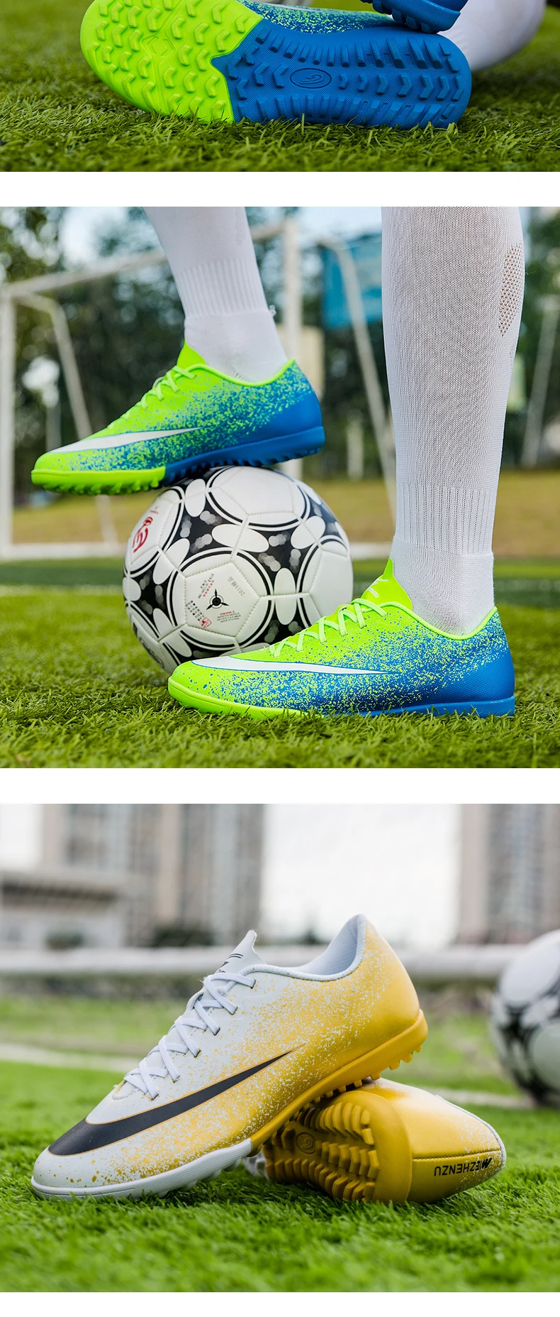 ZHENZU Soccer Shoes Professional Football Boots Suferfly Cheap Futsal Sock Cleats Training Sport Sneakers Zapatos De Futbol