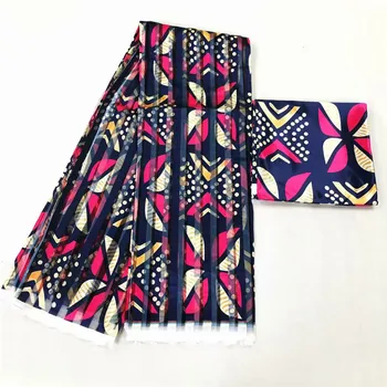 

Latest african wax pattern satin silk fabric for dress creative Digital print wax satin silk fabric 4+2 yards/lot LY081301