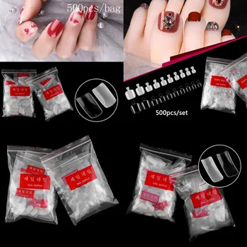 

500Pcs/bag Clear Natural Fake Toe Nails Tips 10 Size Mixed Full Cover False Toenails Foot Tips Manicure Nail Art Decoration