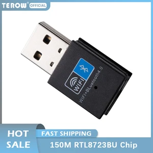 TEROW-adaptador WiFi USB Bluetooth-compatible4.0, 150Mbps, 2,4 Ghz, con Chip RTL8723BU, Mini antena WiFi, ordenador, tarjeta de red WiFi