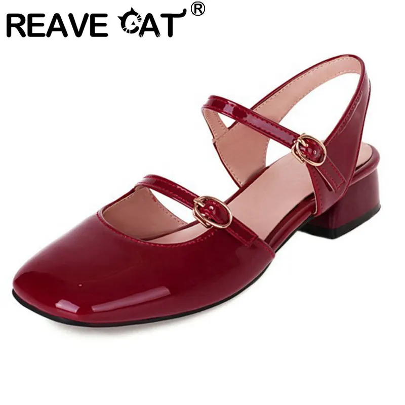 REAVE CAT/Новинка 2021 женские сандалии с квадратным носком 3 см на плоском квадратном