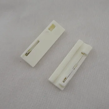 

50PCS 1.2cm*3.0cm white rectangle plastic pin backs for DIY Name Badges brooches safety pins Raw material Handmade number plate