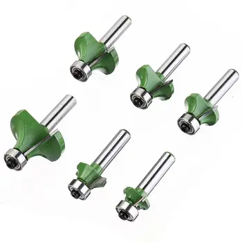 

6Pcs 8mm Shank Milling Cutter Router Bit Round Chamfer Edge Forming Router Bit Woodworking Cutter Engraving Cutting Tools Set