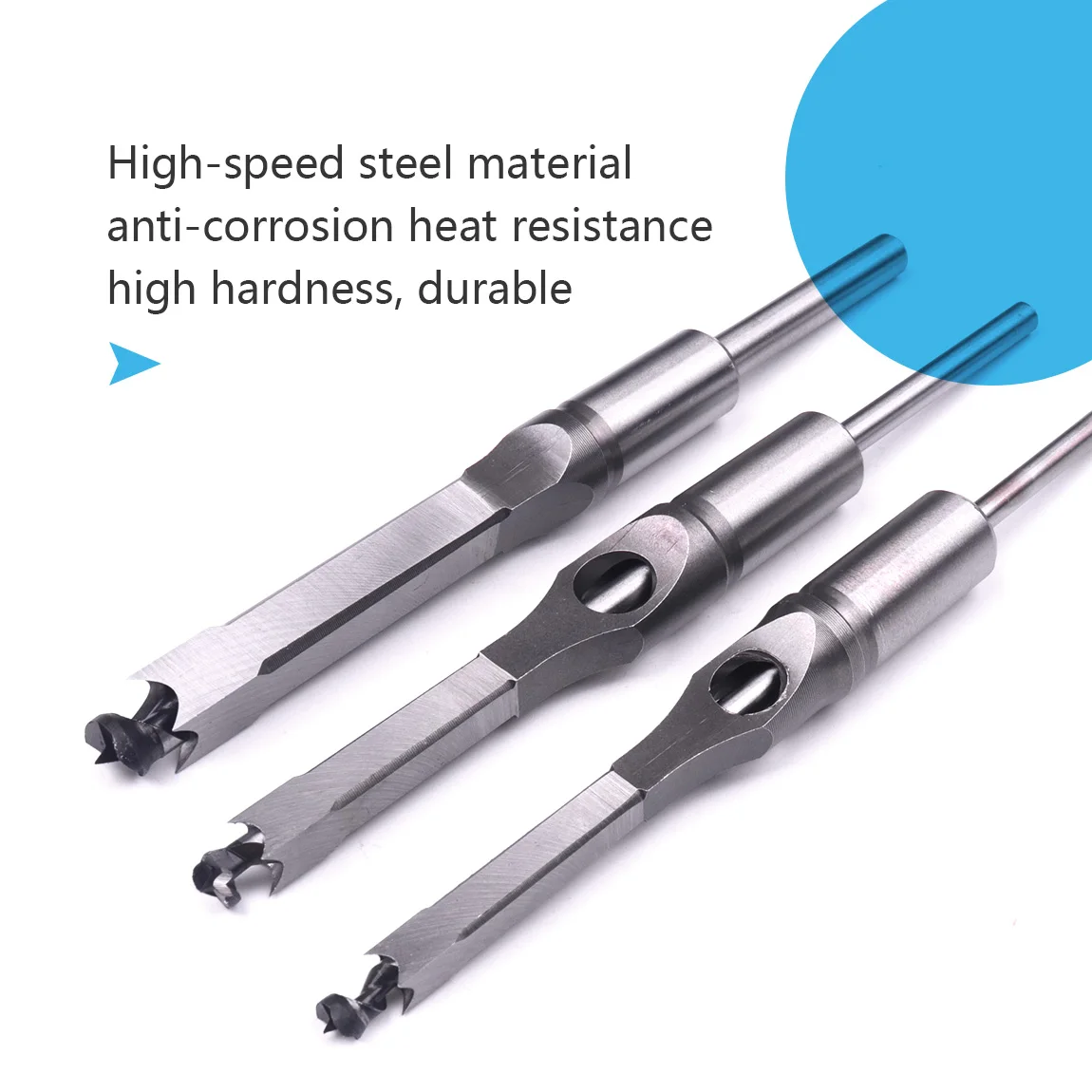 

1/3Pcs HSS Square Auger Mortising Chisel Drill Set Square Hole Woodworking Drill Bit Tools Guide Positioner 8mm 9.5mm 12.7mm