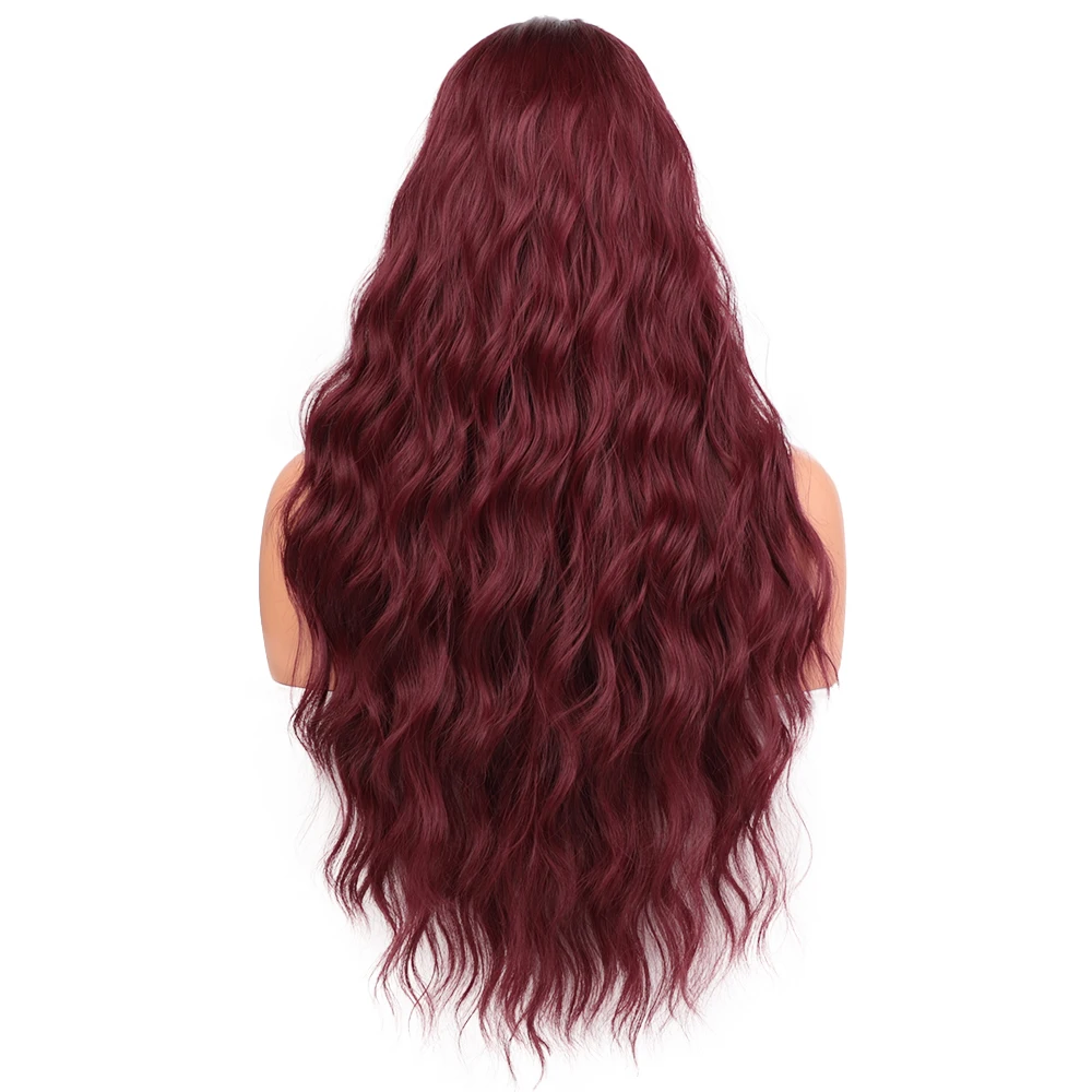 AISI волосы длинные волнистые Цвет красного вина синтетические парики для черных женщин черный и коричневый волна парик Средняя часть натуральные волосы - Цвет: 118
