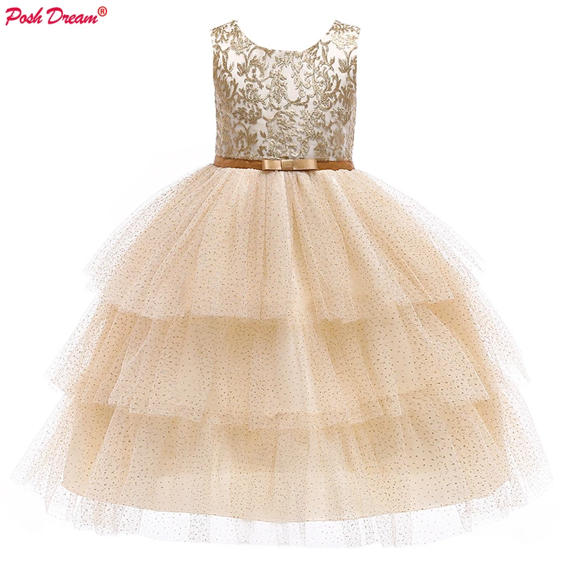 POSH DREAM элегантное платье для маленьких девочек в рустикальном стиле Кружевная Платье на петельках Детские платье принцессы для дня рождения Стразы поясом платья-пачки платье для маленьких девочек; вечерние платья