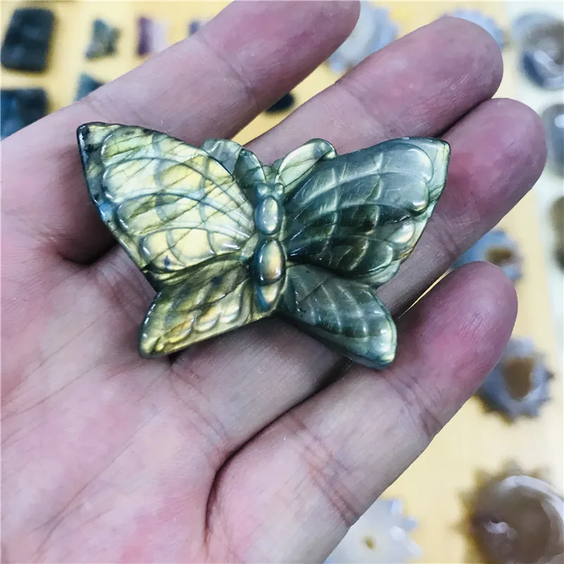 5cm Natural blue Labrador Butterfly polished crystal butterfly stone for sale 1pcs | Дом и сад