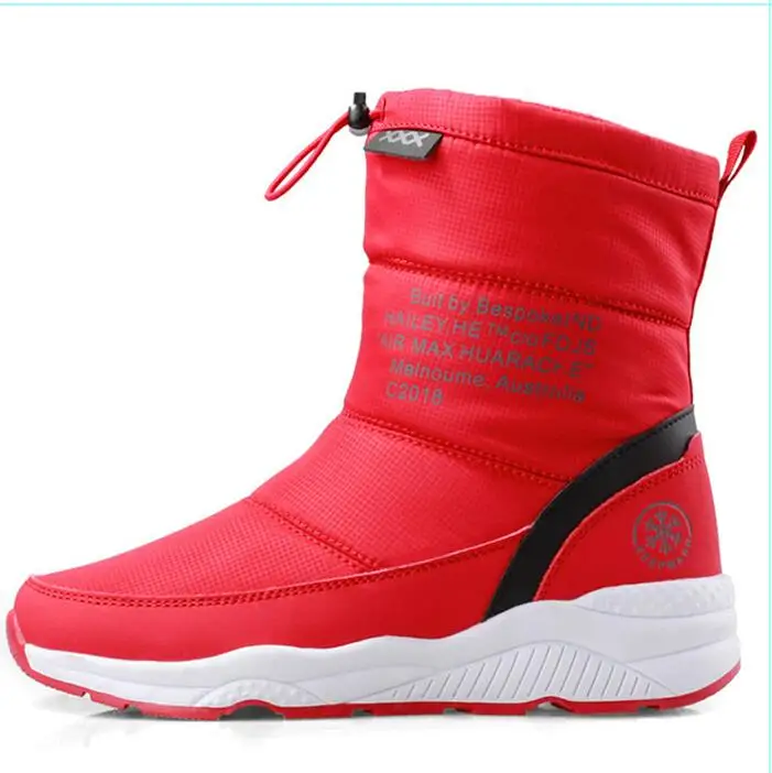 Г., женские зимние ботинки Нескользящие Водонепроницаемые зимние ботинки женские ботильоны из толстого плюша для-40 градусов, J903 - Цвет: red 1