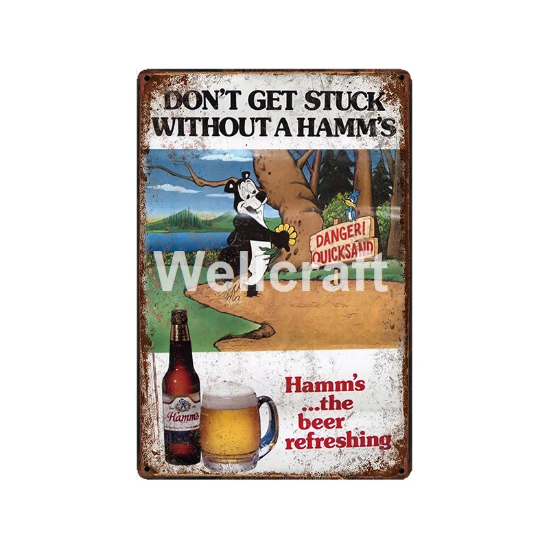 [ WellCraft ] Bock HAMMS Cole Beer Tin Signs Vintage Painting Bar Pub Poster Custom Decor LT-1967