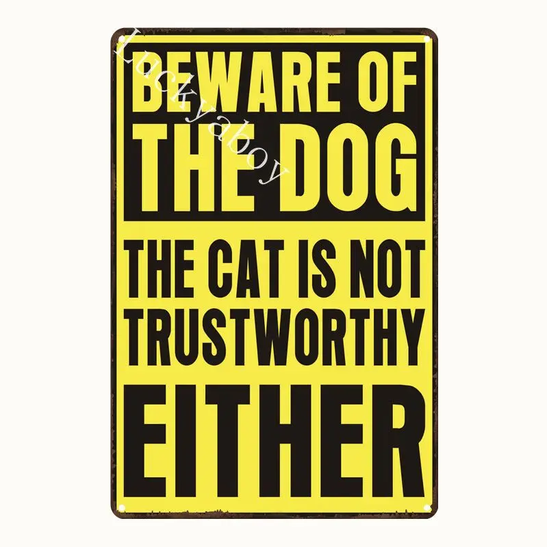 [Luckyaboy] Cat Dog Rules Warning Notice vintage Tin Signs Wall Metal Painting Antique Gift home bar Pub Decor AL017 - Цвет: UV941