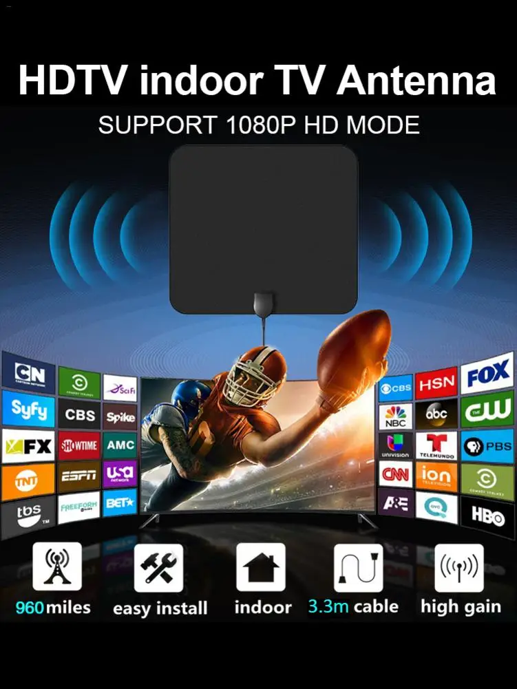 HD 1080P DVB-T2 диапазон 960 м двойной усиленный HD ТВ антенна съемный Усилитель сигнала Усилитель 4 м коаксиальный кабель для цифрового ТВ антенна