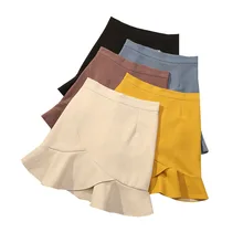 Sweet A-line Ladies Skirts Spring Summer High Waist Ruffled Skirt Casual Solid Women Short Skirt Fashion Cute Sexy Mini Skirts