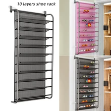 36 Pair Over Door Hanging Shoe Rack 10 Tier Shoes Organizer Wall Mounted Shoe Hanging Shelf For Home Dormitory Shoes 1pc