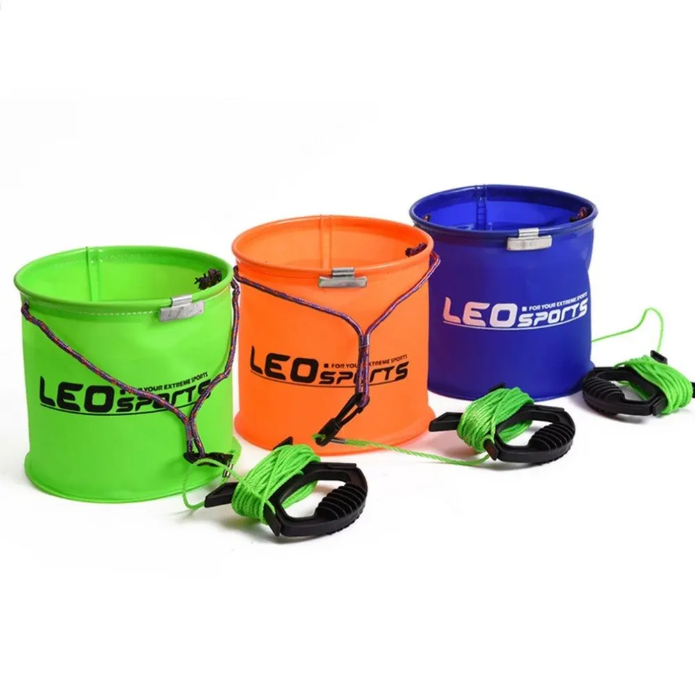 LEO 3 Color Portable Folding EVA Bucket 17 x 17cm Live Fish Water Storage Tools Fly Carp Fishing Accessories Tackle