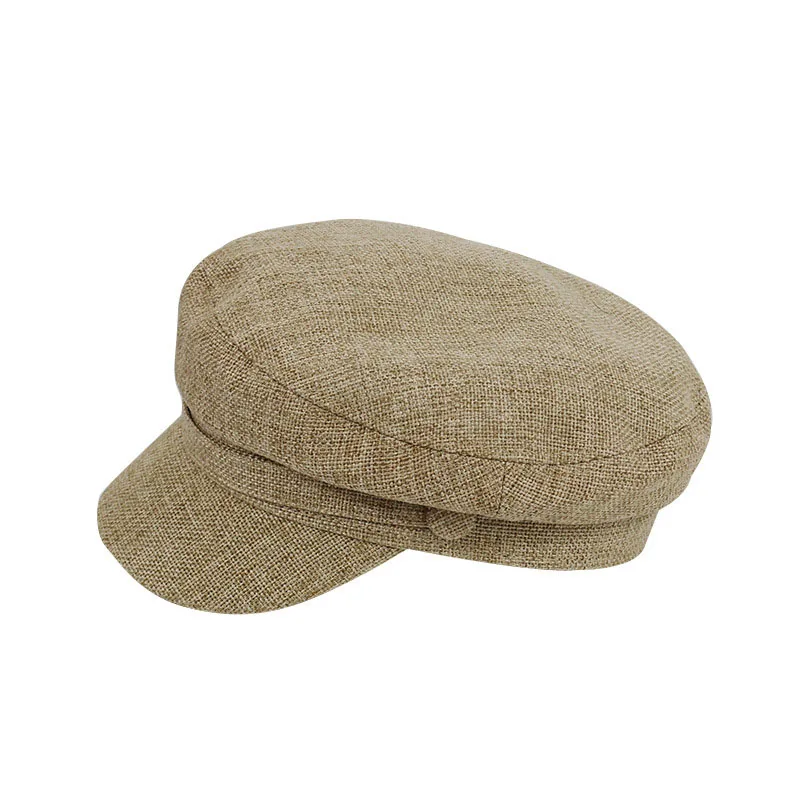 Khaki Новые модные женские Берет Шапка Кепка из хлопка и льна Повседневные шапки женские Gorras простые однотонные Sombrero Mujer - Цвет: Khaki