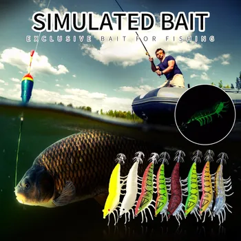 

Luminous Wooden Octopus Jigs Cuttlefish Artificial Bait Wood Shrimp Squid Hook Luyamu shrimp bait simulation shrimp No. 3.5 y3