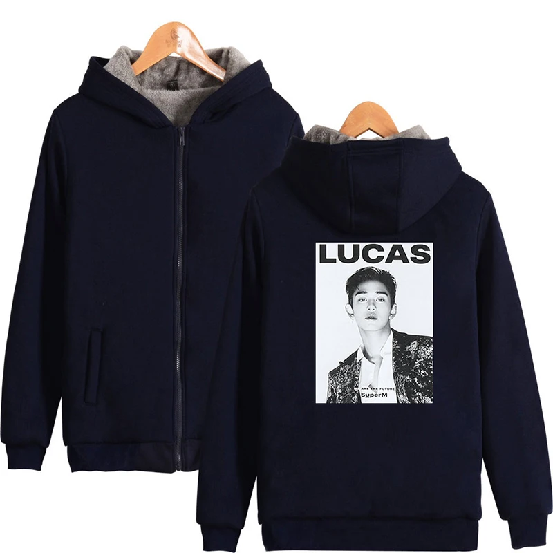 Новая зимняя мода хип-хоп Kpop LUCAS супер Толстовка спортивный костюм для мужчин и женщин толстовки на молнии куртка с длинным рукавом толстовки с капюшоном топы