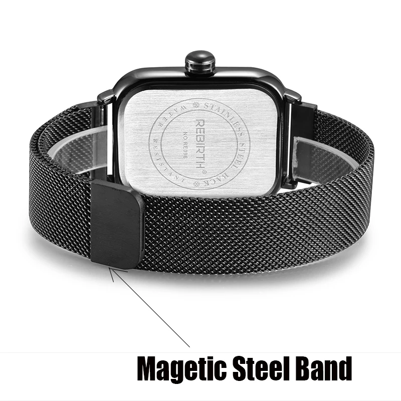 Creative Square Watch Women Men Unique Simple Quartz Wrist Watches Magnet Magetic Steel Strap Bracelet Female Clock Reloj mujer