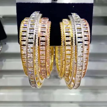 

GODKI Luxury Train Lines Design Cubic Zirconia Statement Hoop Earrings For Women Wedding DUBAI Earrings Jewelry Accessories 2019