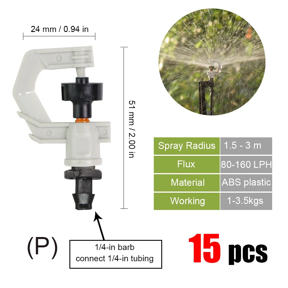 best Watering & Irrigation Kits MUCIAKIE 20 Types of Rotating Spinklers Drip Irrigation Mini Rotation Nozzle Spray w/ 1/4'' Barb Connector Mini Rotary Sprayer drip irrigation kit price