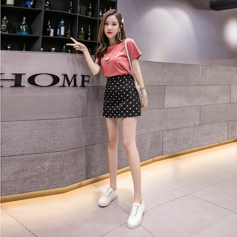 Faldas Mujer Moda 2020  Korean Fashion Clothing Dot Print Short Mini Skirts Casual A-Line  Plus Size  Korean Style Autumn Skirt