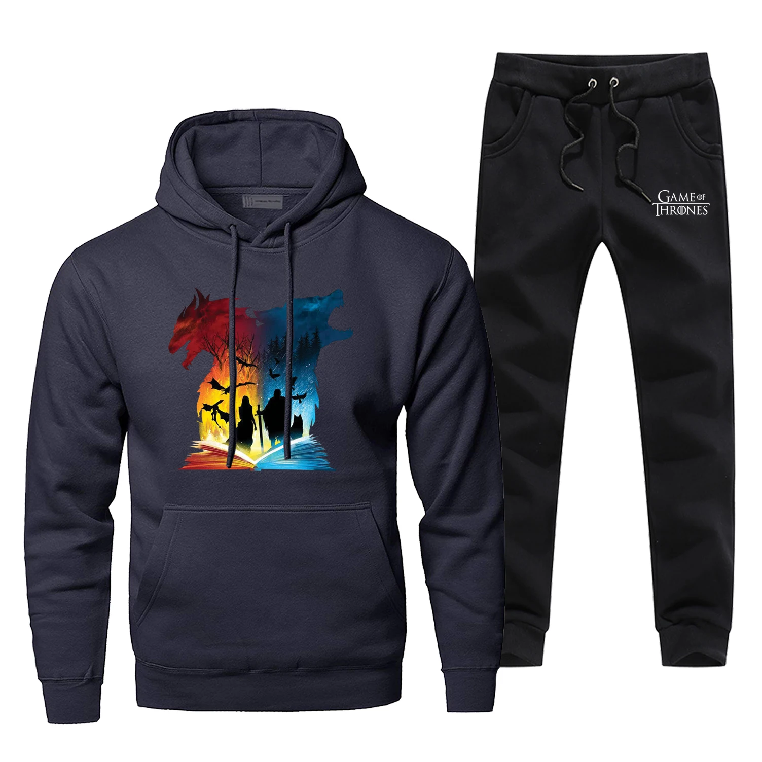 

Hoodie Pants Set Game Of Thrones Men Sweatshirt Male Hoodies Sweatshirts Mens Sets Two Piece Pant Pullover Hoody Stark Wolf Coat