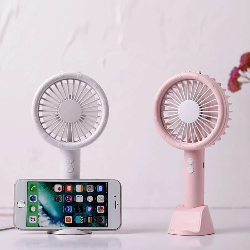 Usb Charging Handheld Creative Colorful Table Lamp Fan Desktop Mobile Phone Bracket Fan Table Lamp Fan For Home Office Best Gift